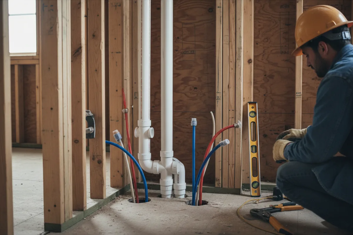 Drain and supply rough-in during Drain Cleaning in Ludlow